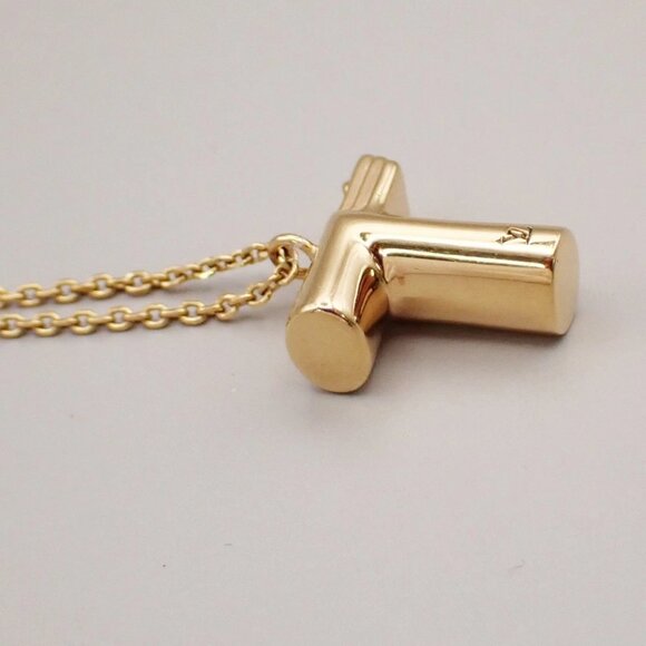 LOUIS VUITTON Logo LV&ME Chain Long Necklace T Motif Gold M61075 Italy 30KB174 - Picture 10 of 14